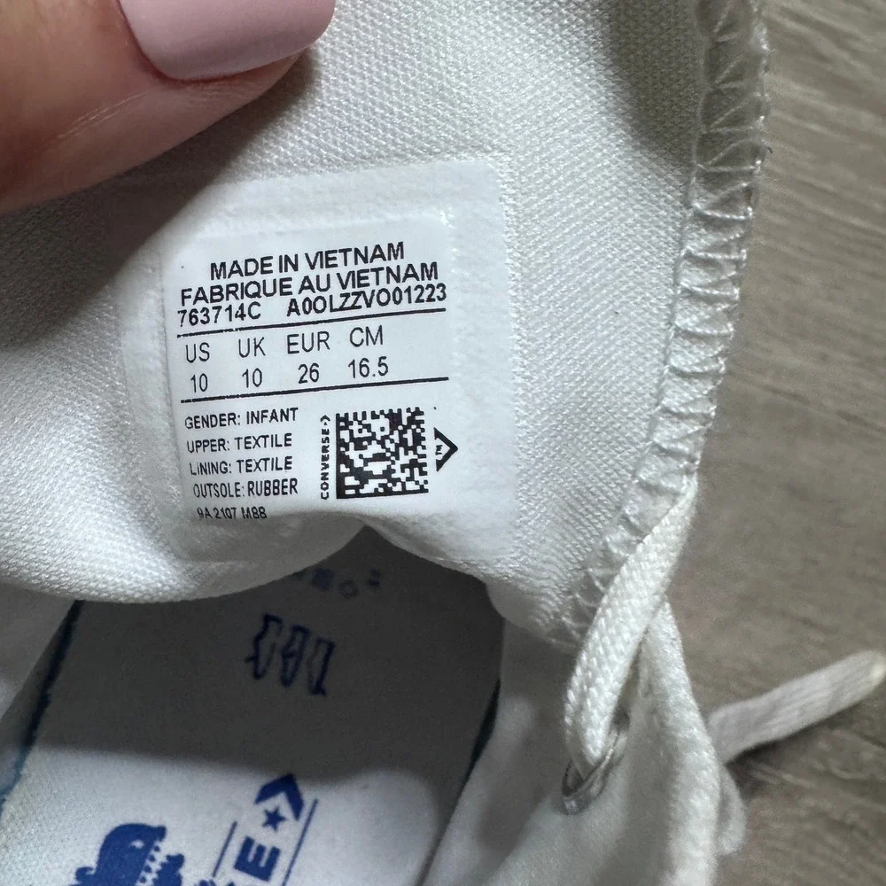 Converse Chuck Taylor All Star Dinoverse Kids High Top White Blue 763714C Sz 10